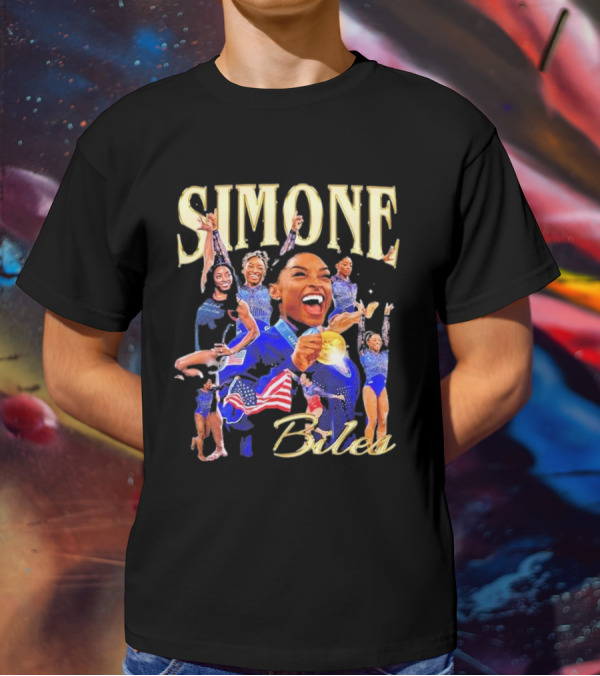 Simone Biles Olympic Gold Medalist Team USA Gymnast Paris T-Shirt