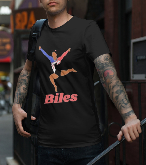Biles Gymnastics Athlete In Flag Colors T-Shirt