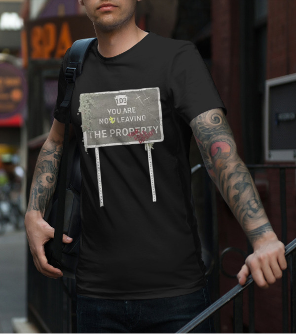 Waterparks 103 You Are Now Leaving The Property Sign With Overgrown Detail T-Shirt