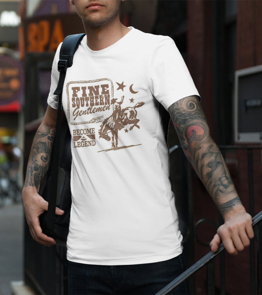 Fine Southern Gentlemen Become Legend Cowboy Moon And Stars T-Shirt