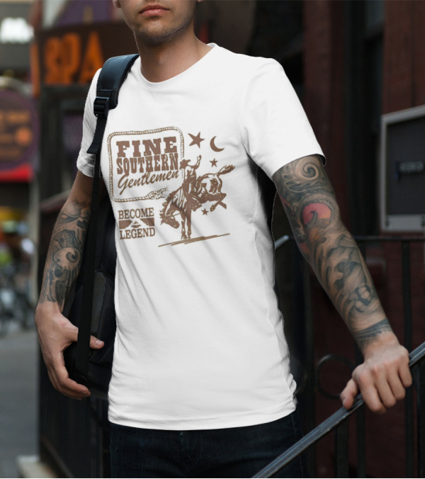 Fine Southern Gentlemen Become Legend Cowboy Moon And Stars T-Shirt