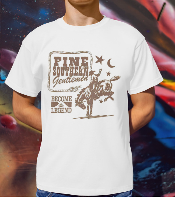 Fine Southern Gentlemen Become Legend Cowboy Moon And Stars T-Shirt