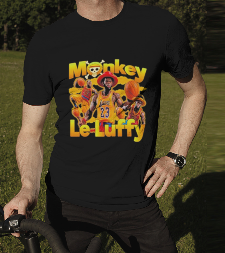 Monkey Le Luffy Lakers Basketball Crossbones Hat T-Shirt