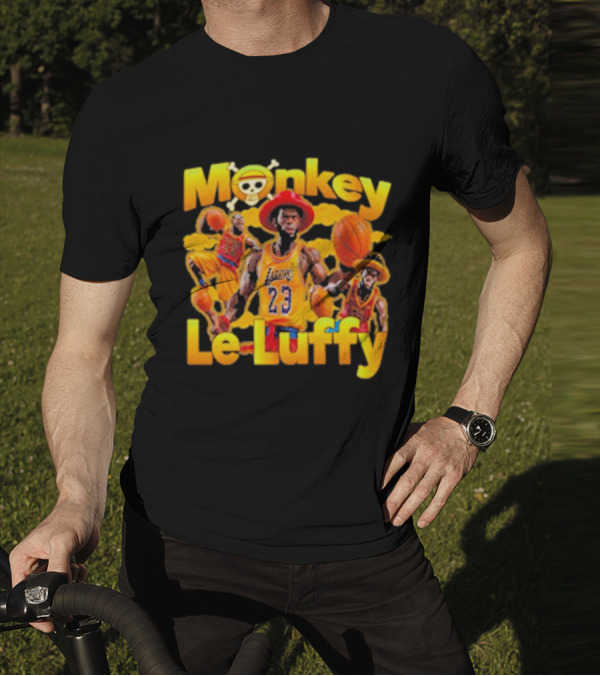 Monkey Le Luffy Lakers Basketball Crossbones Hat T-Shirt