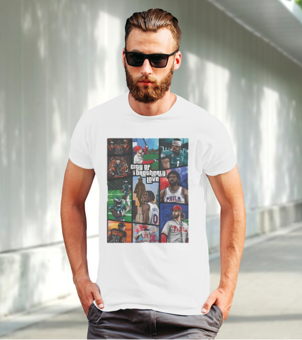 Saramart Gta X Philly Eagles Sixers Phillies City Of Brotherly Love T-Shirt