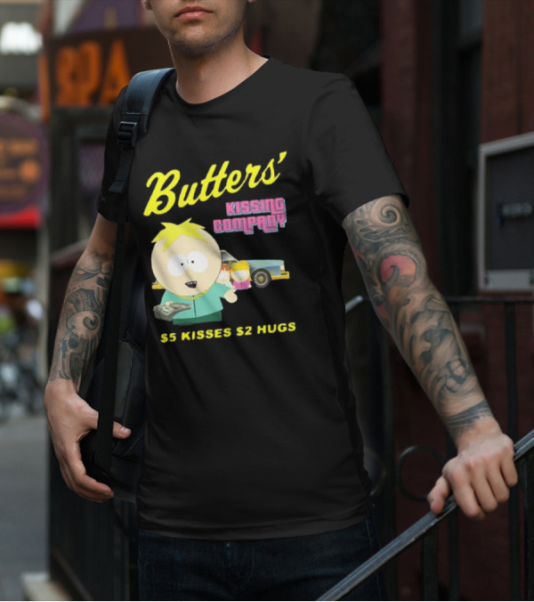 Butters' Kissing Company $5 Kisses $2 Hugs South Park Character T-Shirt