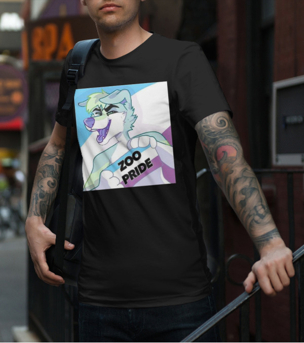 Zoo Pride Furry Character Holding Flag T-Shirt