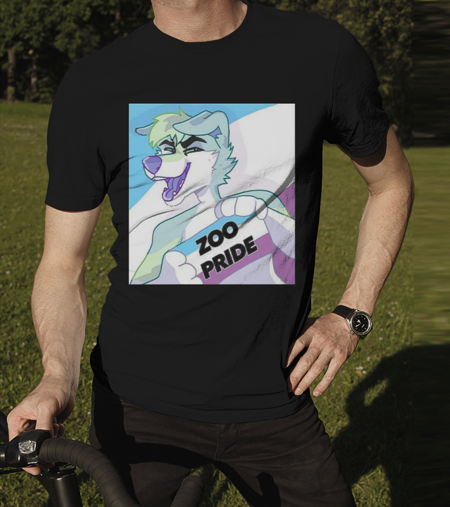 Zoo Pride Furry Character Holding Flag T-Shirt