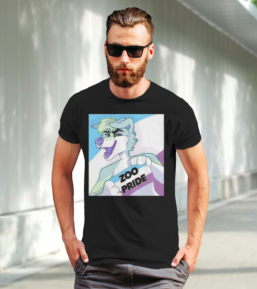 Zoo Pride Furry Character Holding Flag T-Shirt