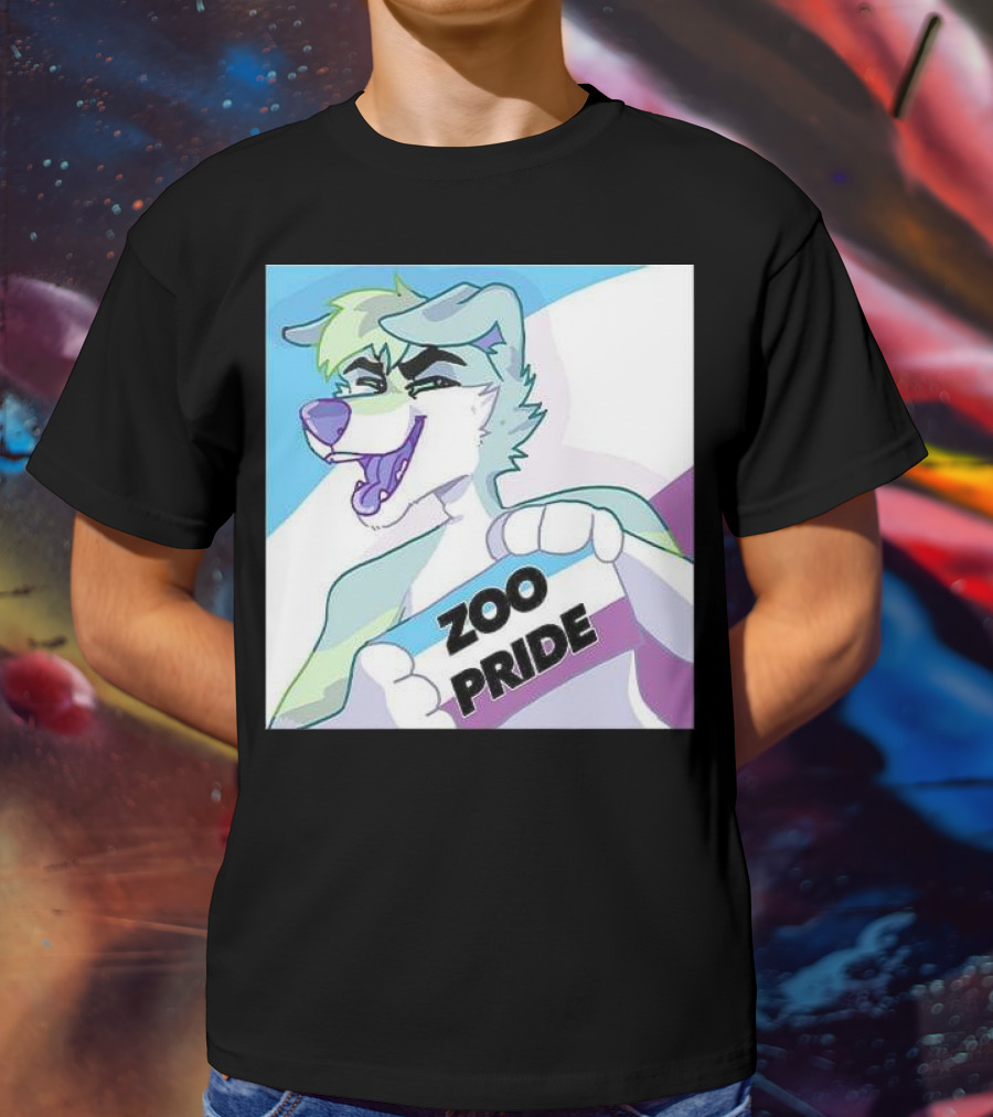 Zoo Pride Furry Character Holding Flag T-Shirt