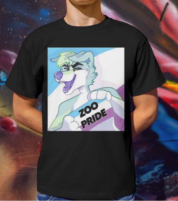 Zoo Pride Furry Character Holding Flag T-Shirt