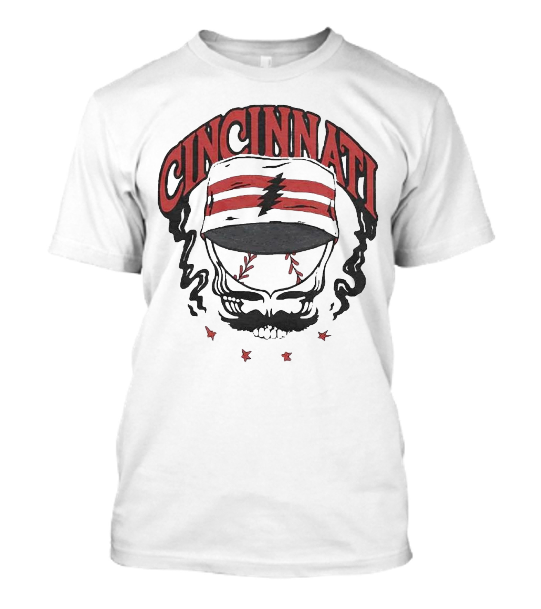 Cincinnati Reds Grateful Dead Skull Collaboration T-Shirt