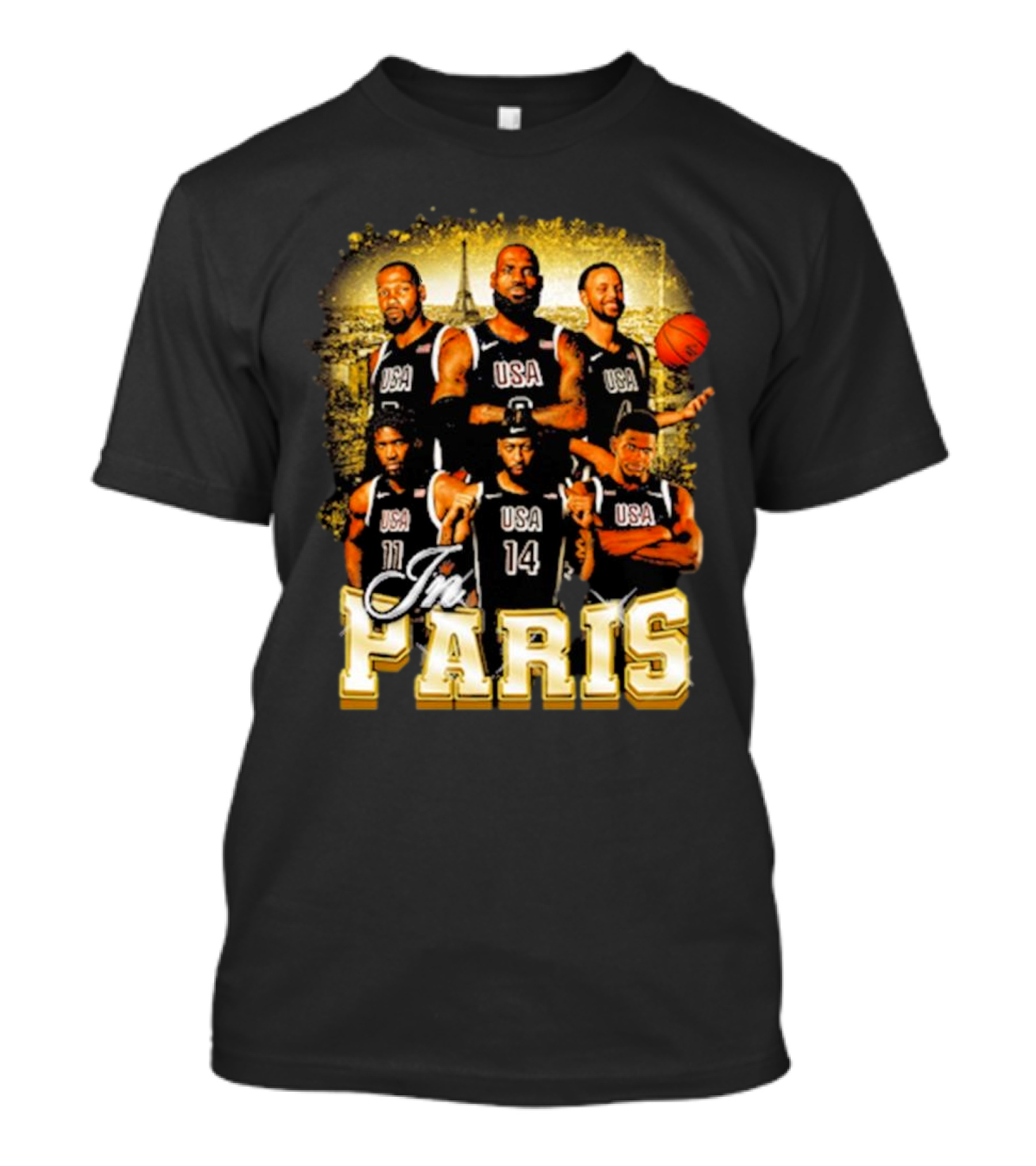 USA Basketball Players In Paris Eiffel Tower T-Shirt