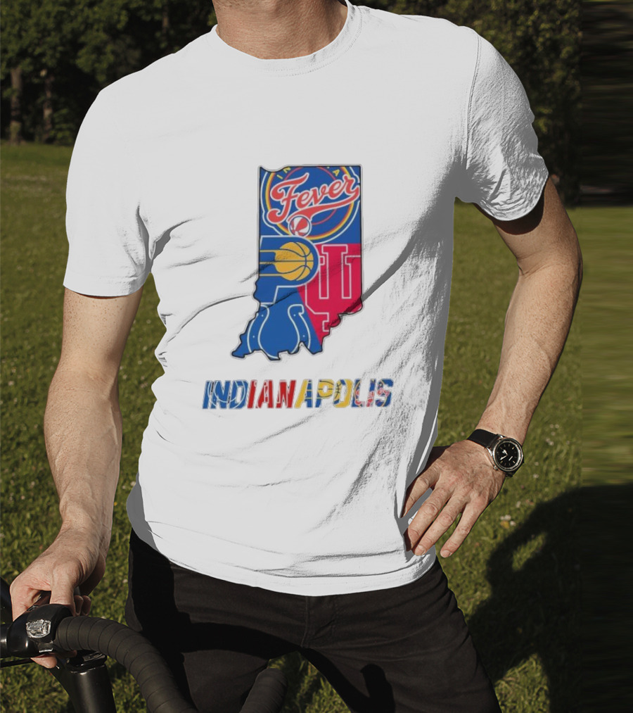 Indianapolis Fever Pacers IU Colts Map T-Shirt