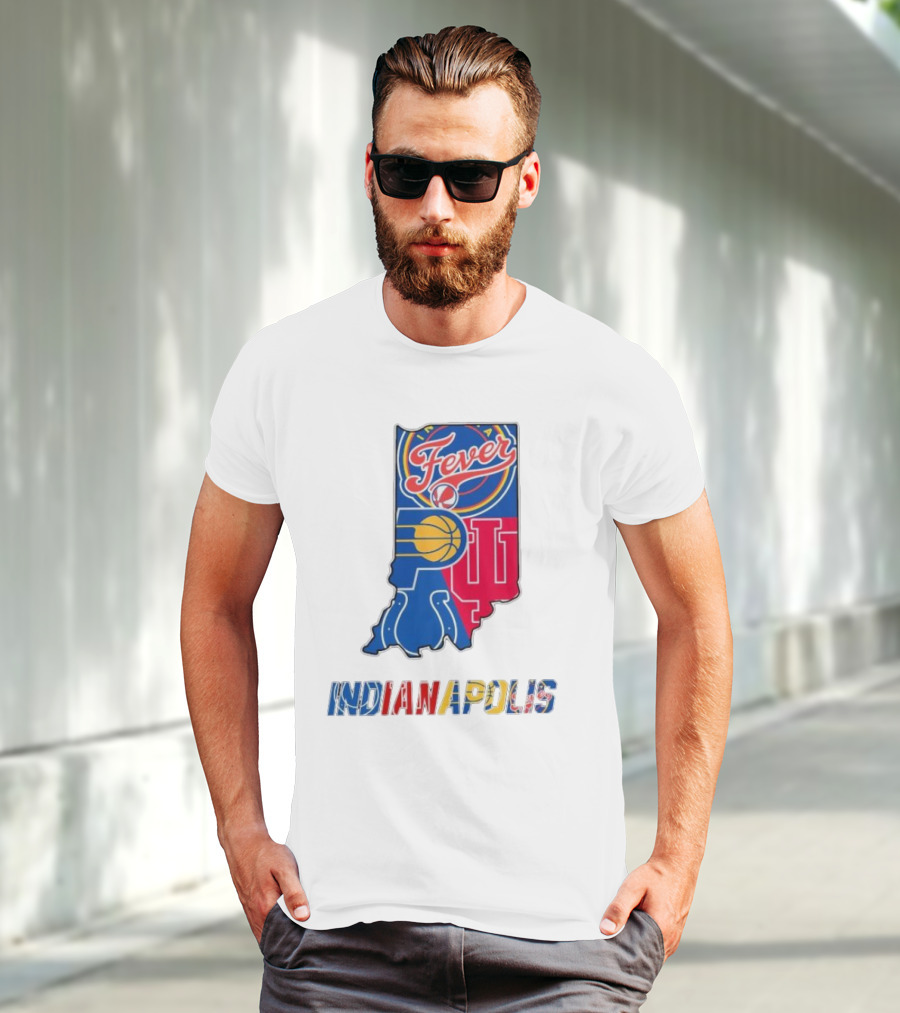 Indianapolis Fever Pacers IU Colts Map T-Shirt