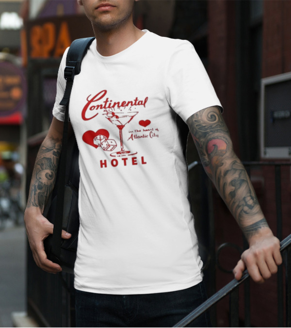 Continental Hotel In The Heart Of Atlantic City With Hearts And Martini Glass T-Shirt