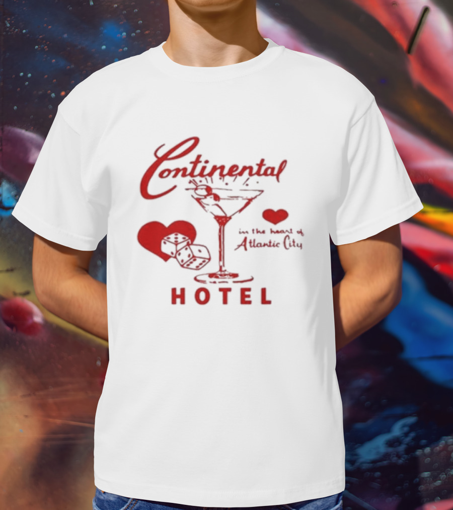 Continental Hotel In The Heart Of Atlantic City With Hearts And Martini Glass T-Shirt