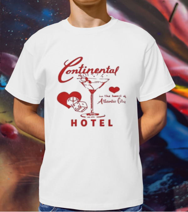 Continental Hotel In The Heart Of Atlantic City With Hearts And Martini Glass T-Shirt