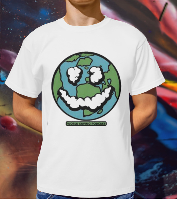 Andy Frasco Crowd Surf World Saving Podcast Earth Smiley T-Shirt
