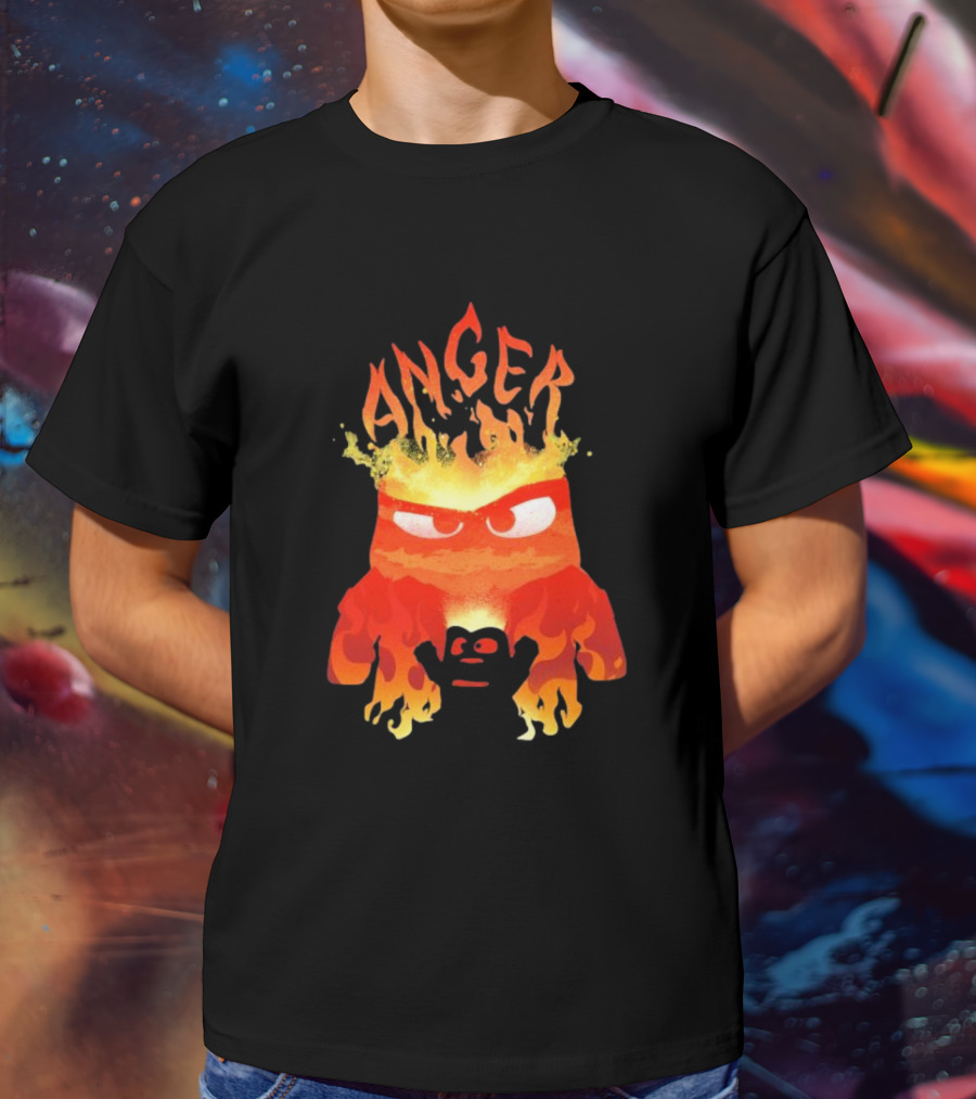 Anger Fire Inside Out Movie Character With Flaming T-Shirt