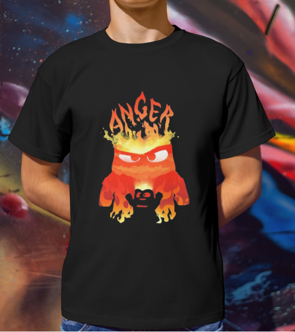 Anger Fire Inside Out Movie Character With Flaming T-Shirt