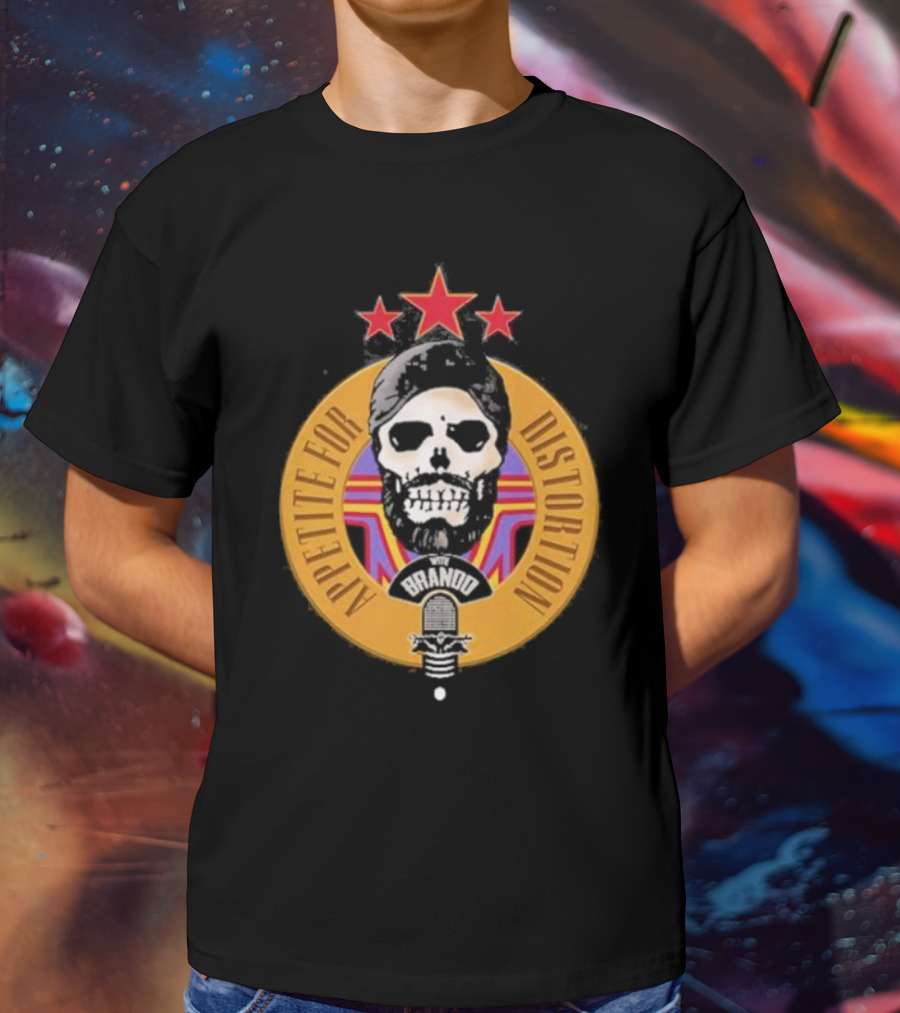 Appetite For Distortion Podcast Brando Skull And Microphone T-Shirt