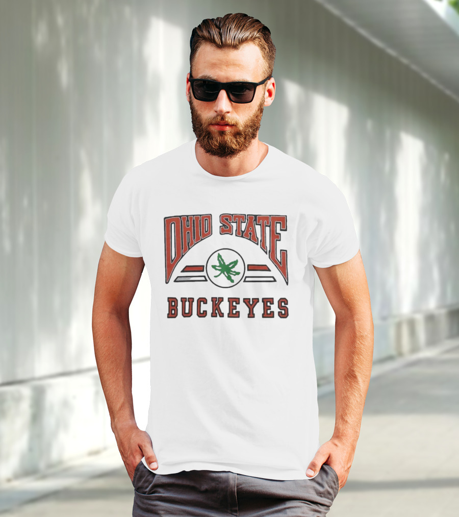 Ohio State Buckeyes Arch With Green Leaf T-Shirt