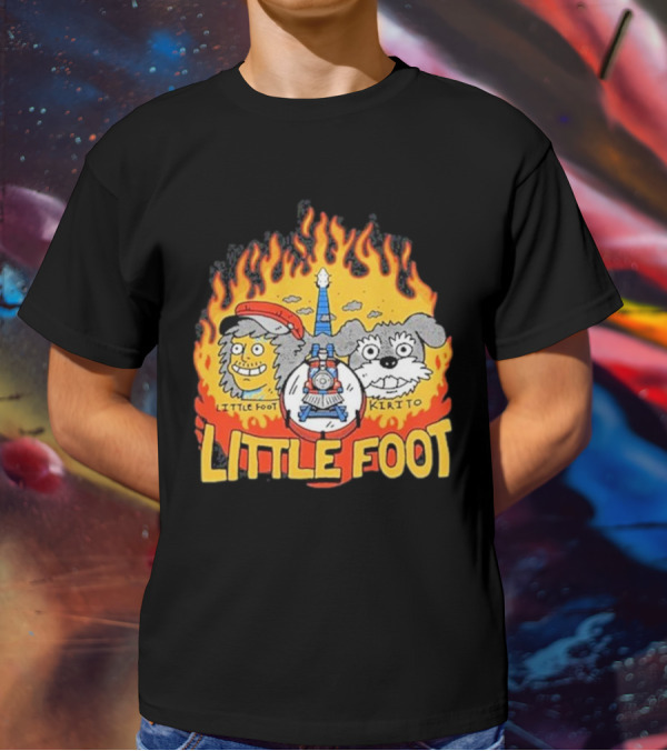 Littlefoot Kirito Littlefoot Kirito Littlefoot Flame Border Cartoon Faces T-Shirt