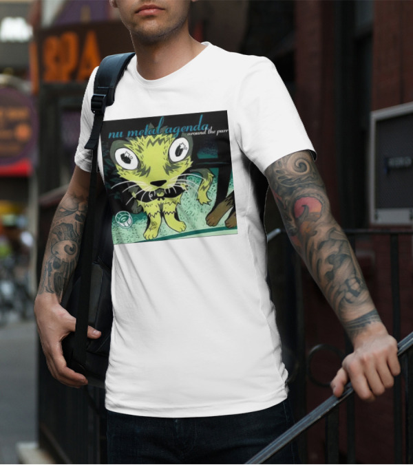 Nu Metal Agenda Around The Purr Feline Illustration With Swirling Colors And Bold Letters T-Shirt