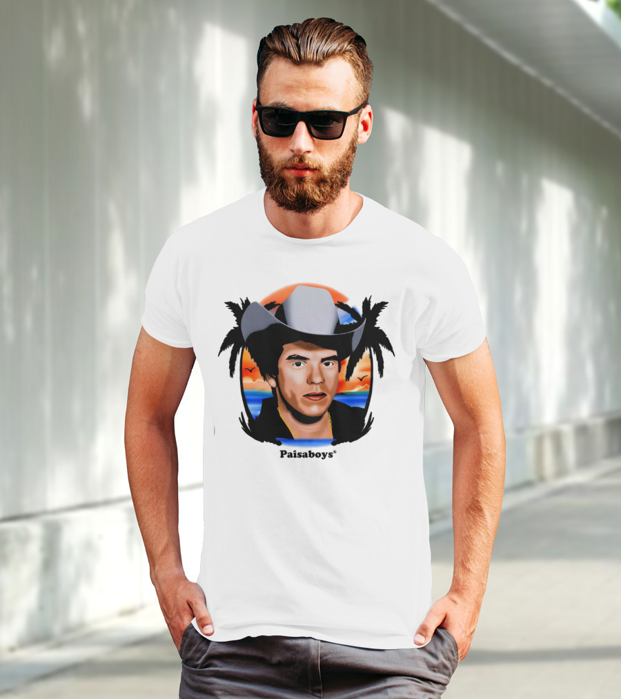 Paisaboys Sinaloa Sunset Cowboy And Tropical Ocean Scene T-Shirt