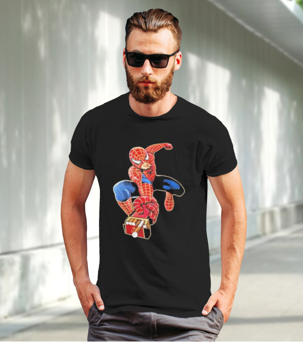 Shithead Steve Superman Smoker Man Spider-Man Cigarette Box Swing T-Shirt