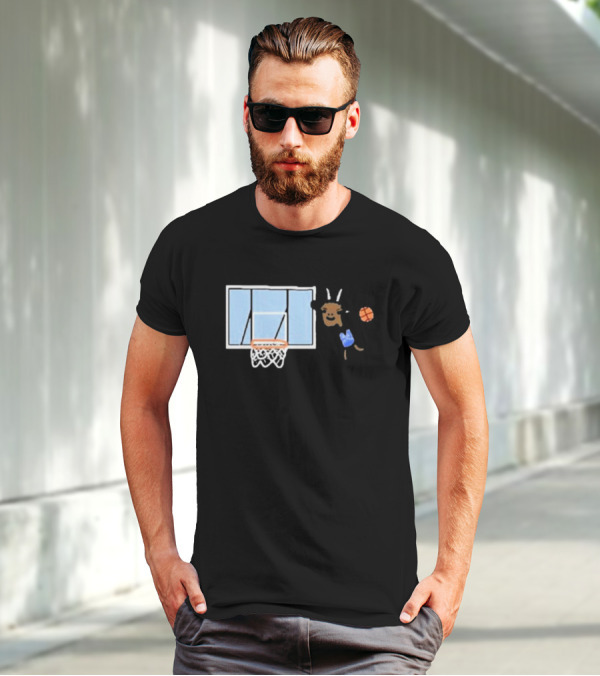 Goat Biles Basketball Dunking Goat With Jersey And Hoop T-Shirt