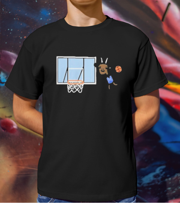 Goat Biles Basketball Dunking Goat With Jersey And Hoop T-Shirt