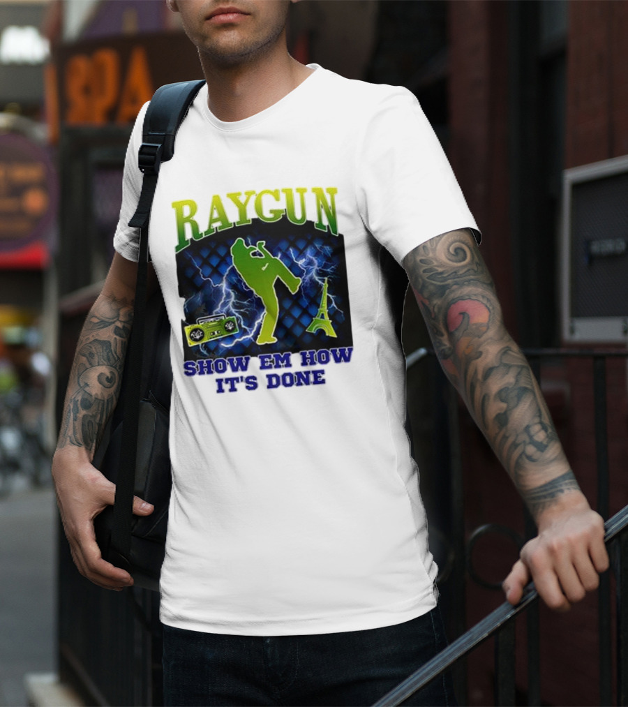 Raygun Show Em How It’s Done Electric Dance Eiffel Tower Boombox T-Shirt