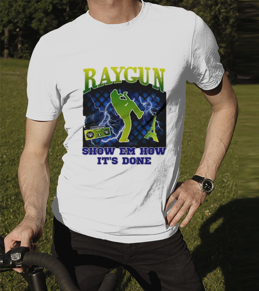 Raygun Show Em How It’s Done Electric Dance Eiffel Tower Boombox T-Shirt