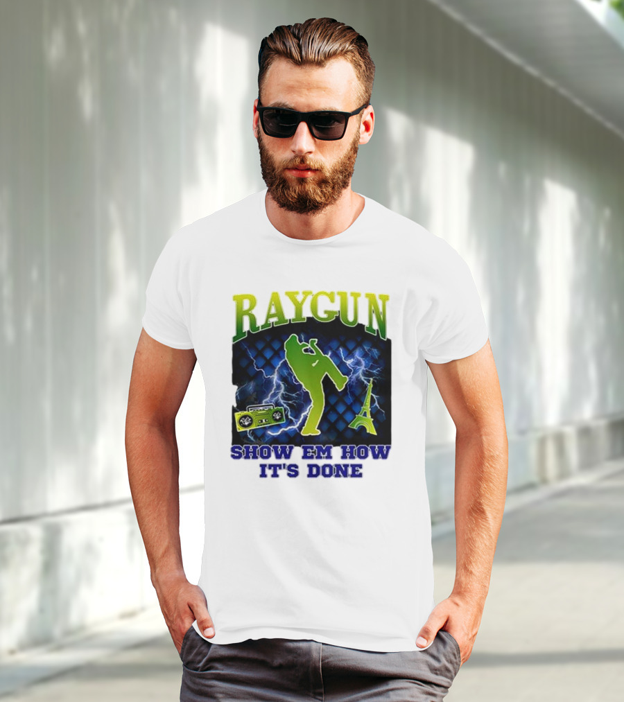 Raygun Show Em How It’s Done Electric Dance Eiffel Tower Boombox T-Shirt