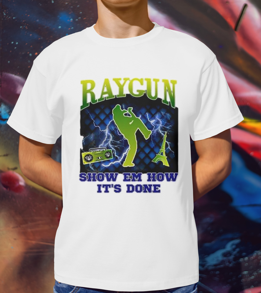 Raygun Show Em How It’s Done Electric Dance Eiffel Tower Boombox T-Shirt