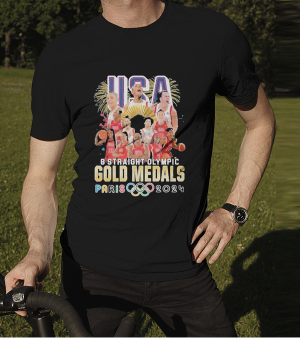 USA Basketball Women Team 8 Straight Olympic Gold Medals Paris T-Shirt