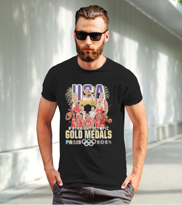USA Basketball Women Team 8 Straight Olympic Gold Medals Paris T-Shirt
