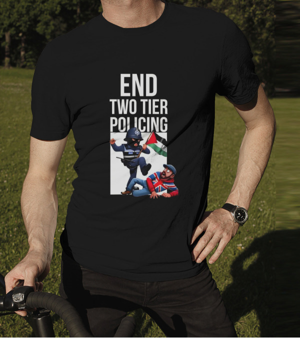 END TWO TIER POLICING British Officer And Palestinian Flag T-Shirt