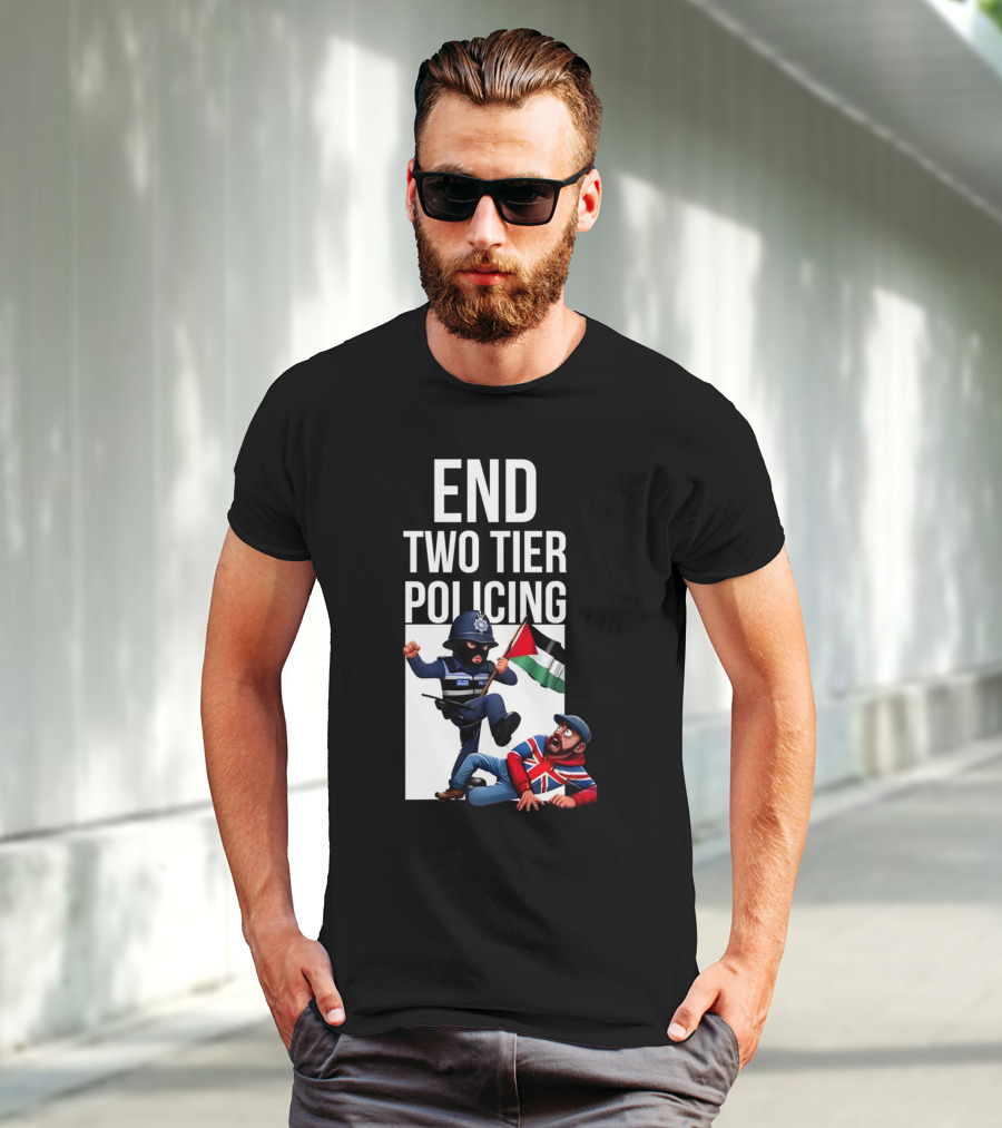 END TWO TIER POLICING British Officer And Palestinian Flag T-Shirt