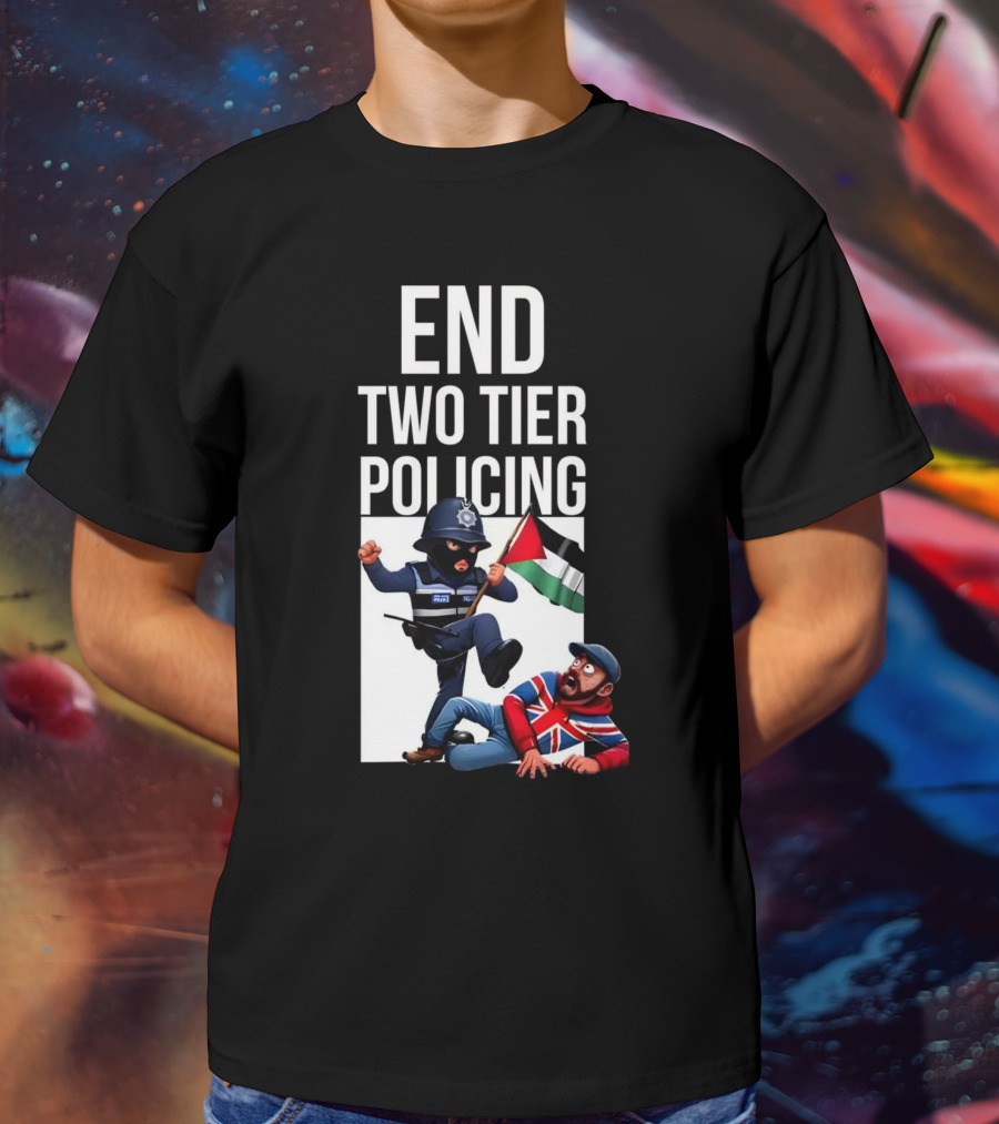 END TWO TIER POLICING British Officer And Palestinian Flag T-Shirt