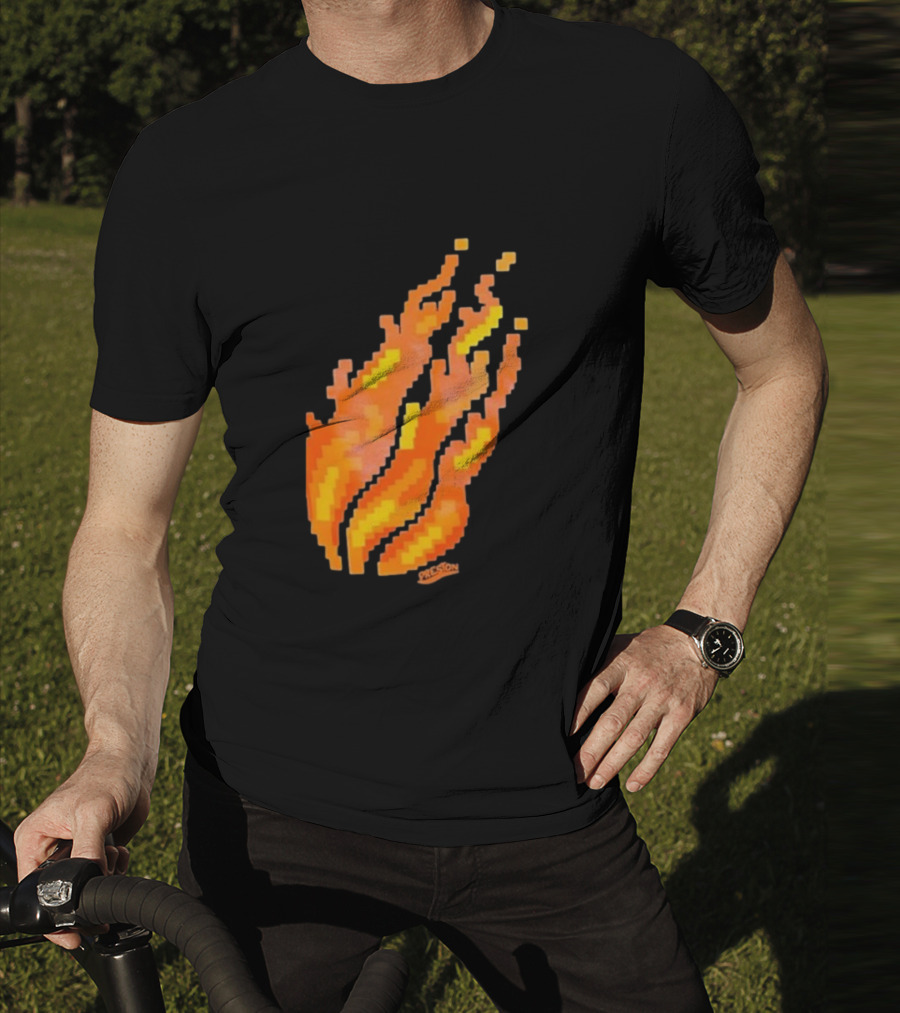 Fire Pixel Flame McLovin Burn Sunset Pixels T-Shirt
