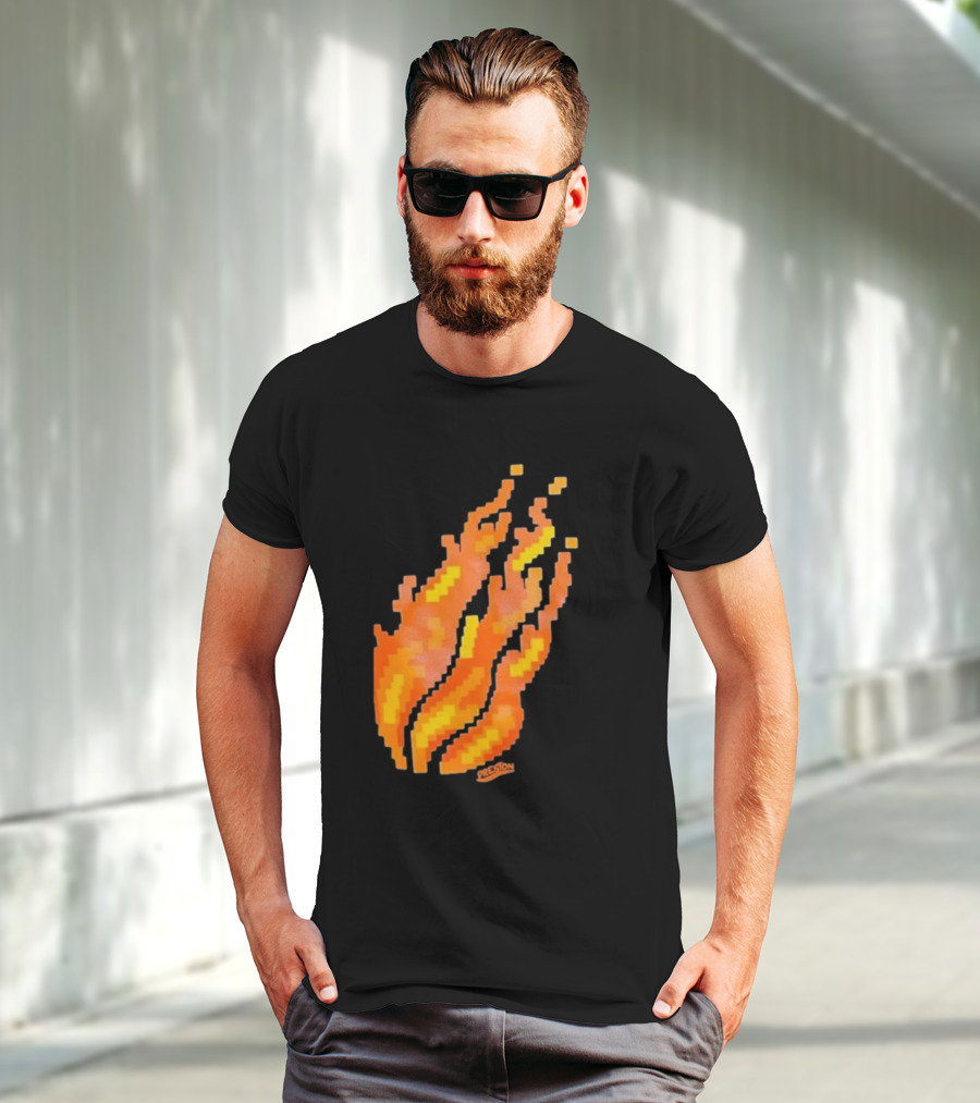 Fire Pixel Flame McLovin Burn Sunset Pixels T-Shirt