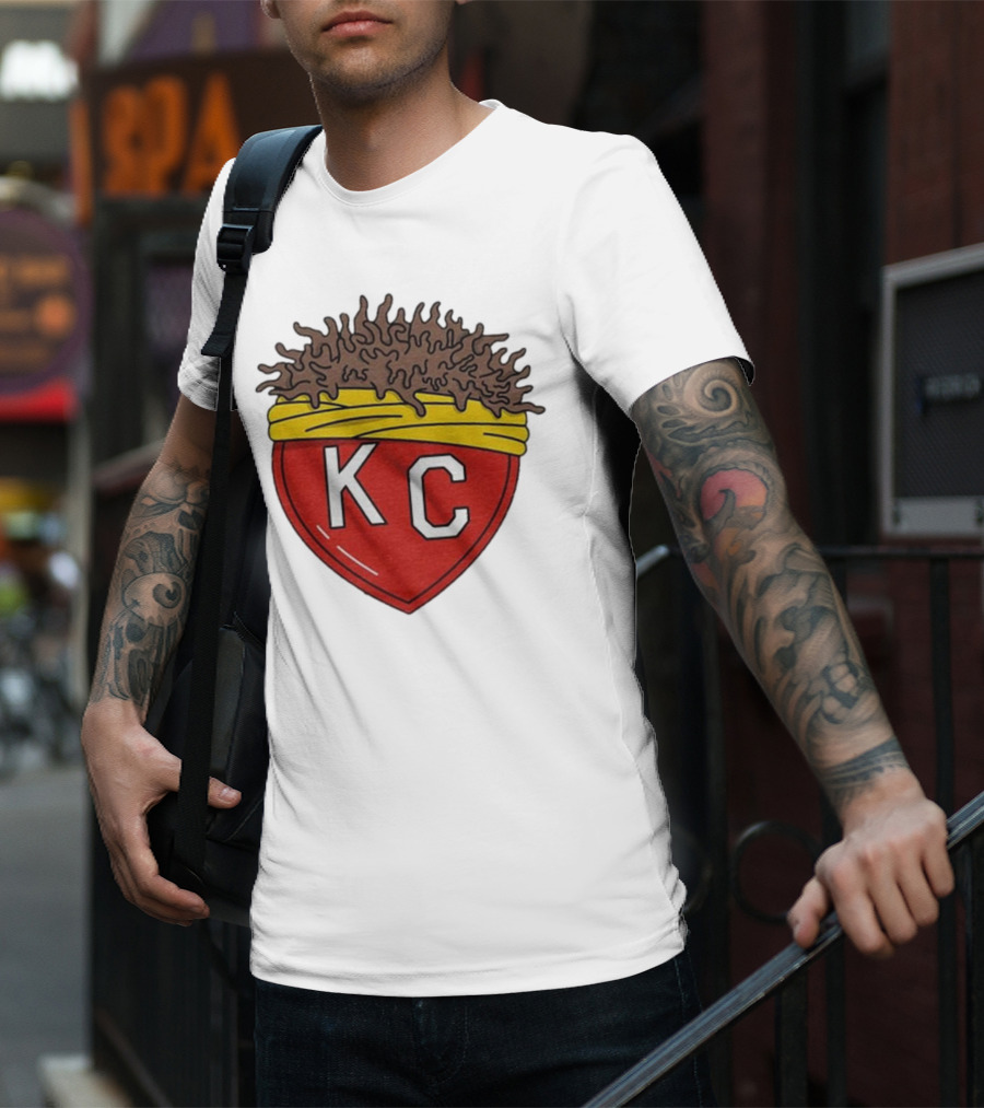 KC Franchise Heart Emblem With Brown Hair And Yellow Band T-Shirt