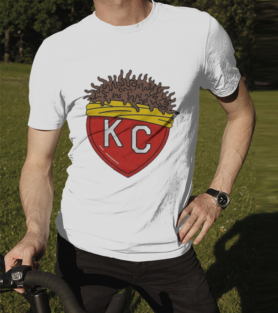 KC Franchise Heart Emblem With Brown Hair And Yellow Band T-Shirt