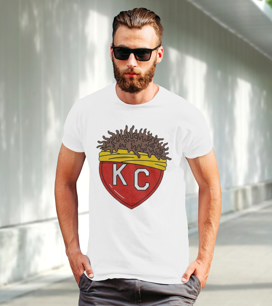 KC Franchise Heart Emblem With Brown Hair And Yellow Band T-Shirt