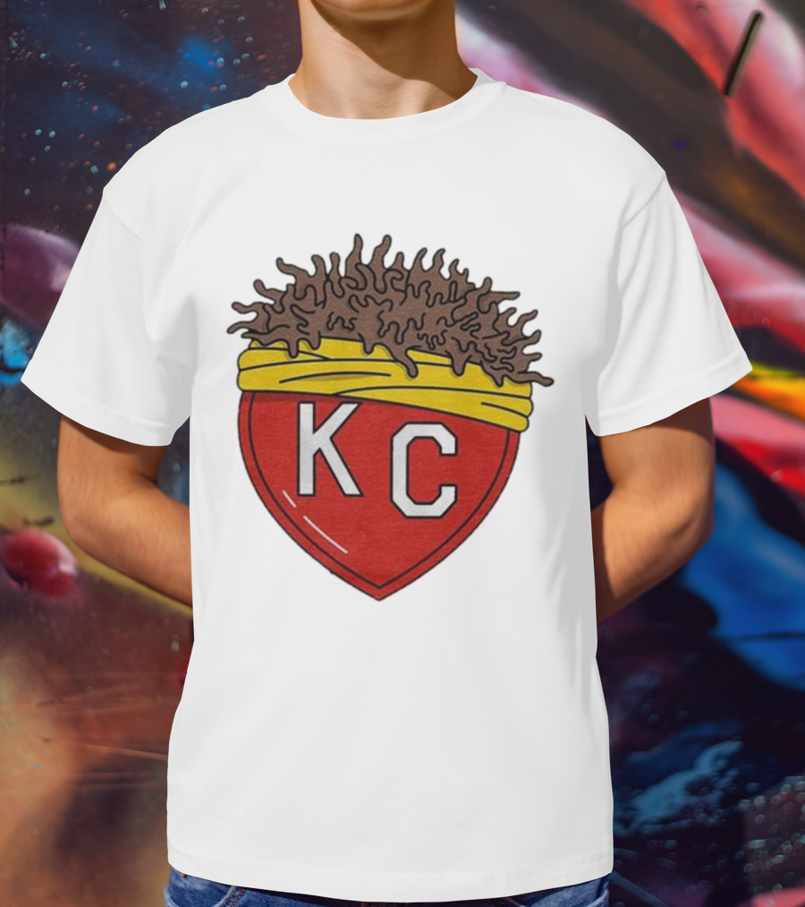 KC Franchise Heart Emblem With Brown Hair And Yellow Band T-Shirt