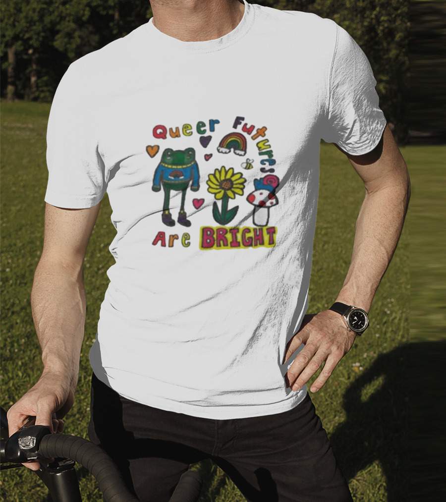 Queer Futures Are Bright Frog Rainbow Sunflower Mood T-Shirt