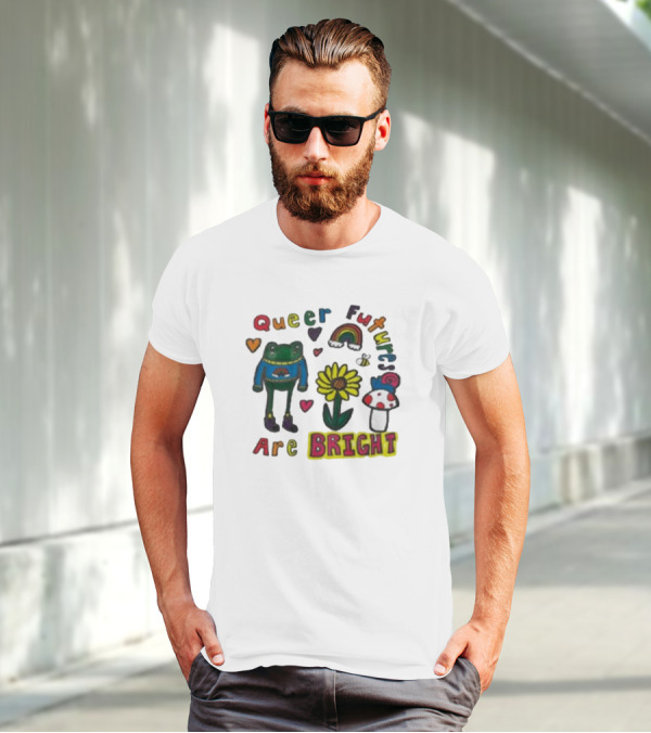 Queer Futures Are Bright Frog Rainbow Sunflower Mood T-Shirt